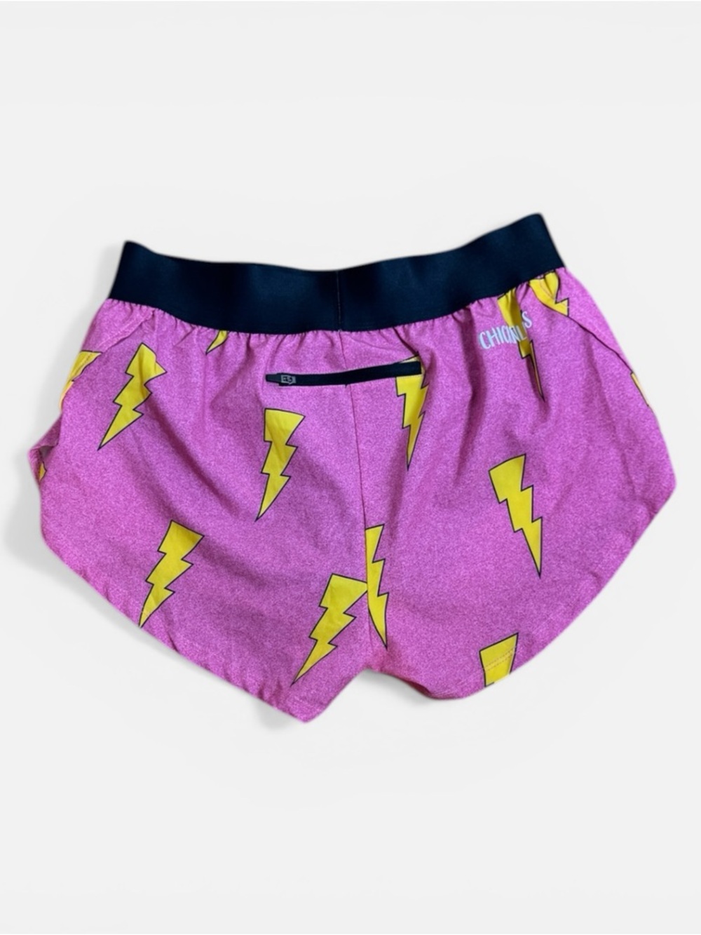 ChicknLegs Women's Pink Bolts 1.5" Split Running Shorts Sz. S - Picture 3 of 3